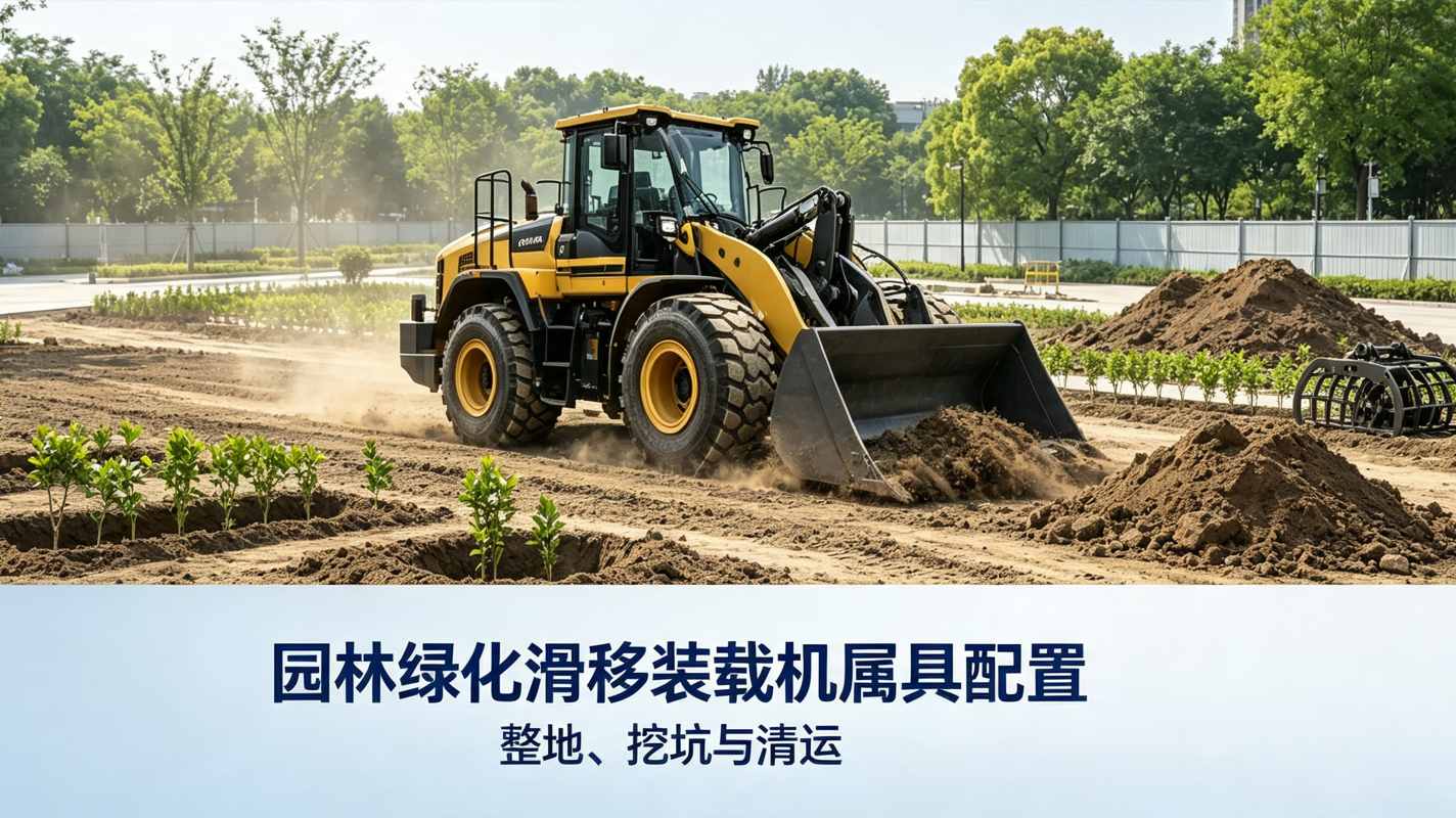 园林绿化滑移装载机属具配置：整地、挖坑与清运