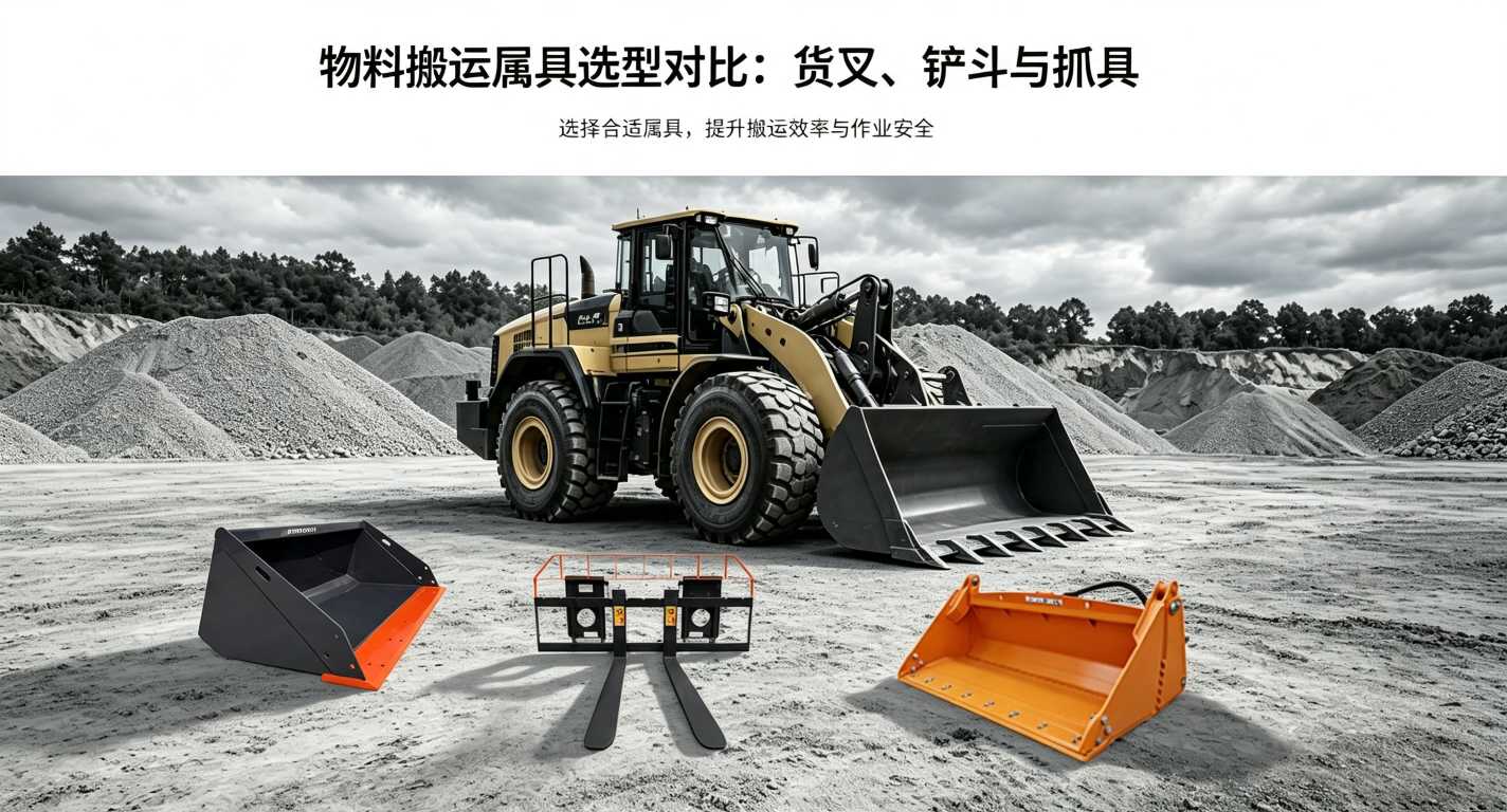 物料搬运属具选型对比：货叉、铲斗与抓具